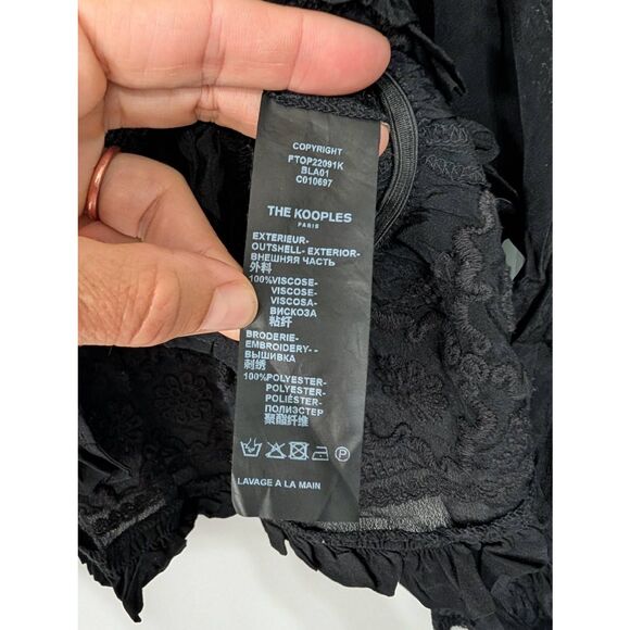 The Kooples Flowing Embroidered Ecru Top In Black women's 0 medieval boho - Picture 4 of 6
